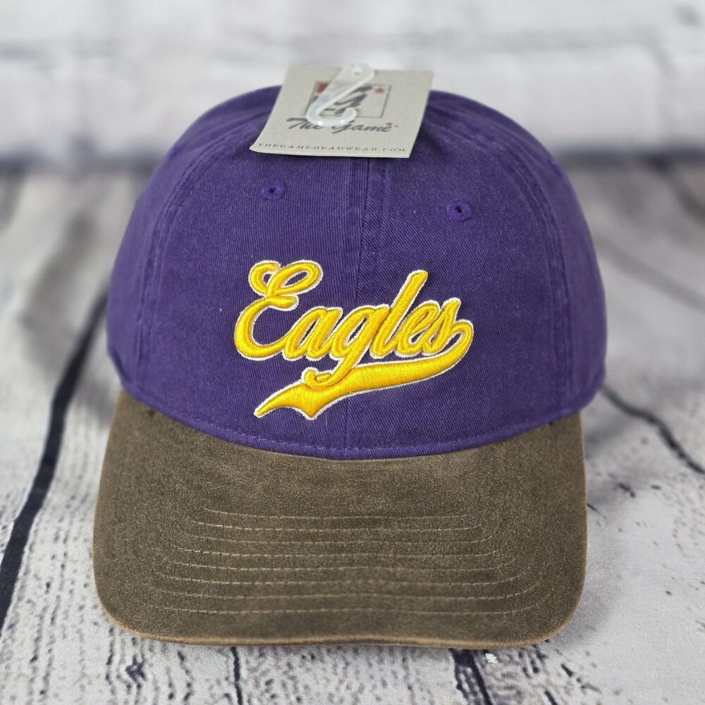 The Game Eagles Adjustable Strapback Cap OSFM Purple Brown Relaxed Fit New